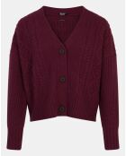 Cardigan en Laine & Cachemire Fabiola T col V bordeaux