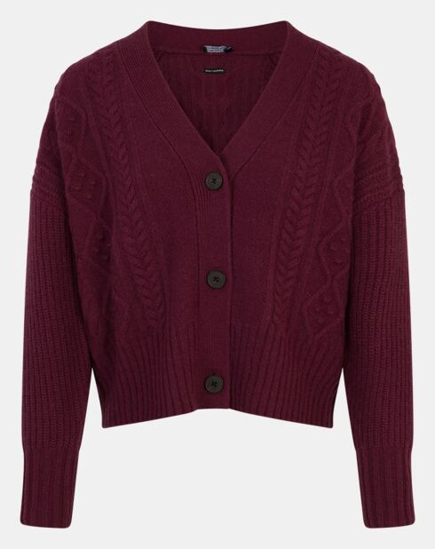 Cardigan en Laine & Cachemire Fabiola T col V bordeaux