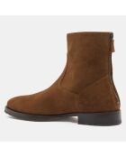 Bottines en Velours de Cuir Santiago marron