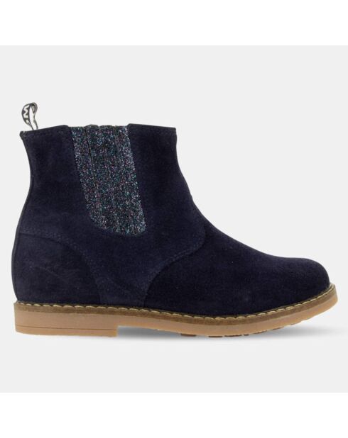 Bottines en Velours de cuir Trip Jodzip bleu marine