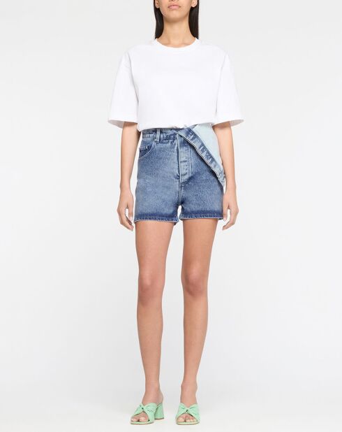 Short en jean asymétrique Classic bleu délavé