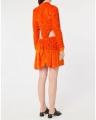 Robe en Velours extensible Ruched Cut Out orange