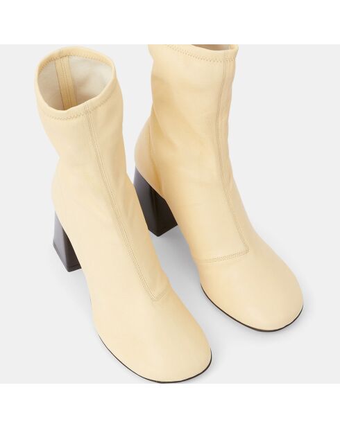 Bottines en Cuir Lepus jaune pâle - Talon 7 cm