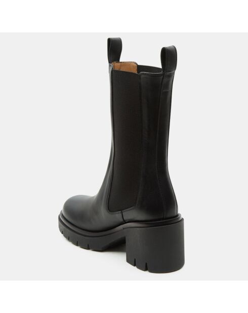 Chelsea Boots en Cuir Mid noires - Talon 8 cm