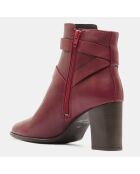 Bottines en Cuir détail brides rouge bordeaux - Talon 8 cm