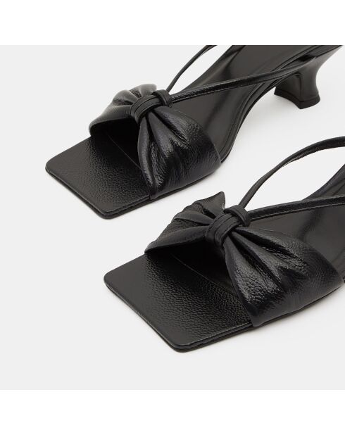 Schwarze Pantoletten aus Leder - 5 cm Absatz