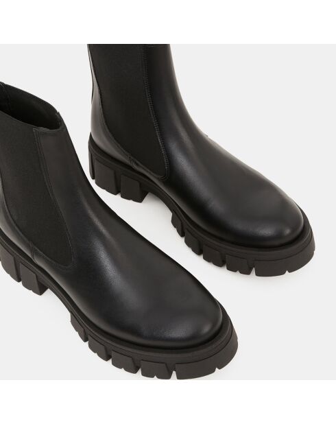 Chelsea boots en Cuir semelle épaisse noires - Talon 4 cm