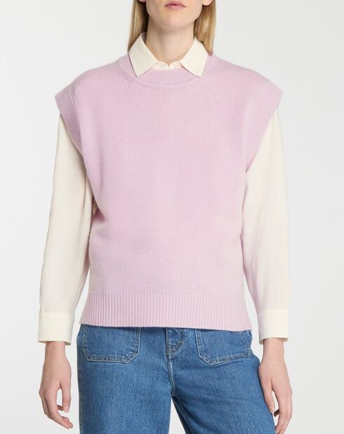 Pull en Laine & Cachemire Solal sans manches violet clair