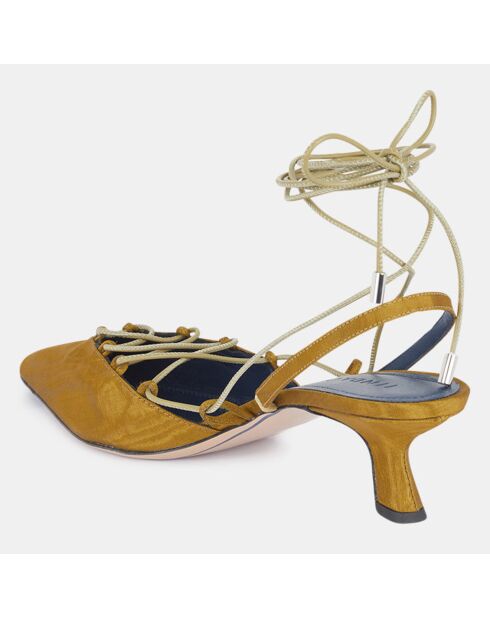 Slingbacks Pointu Talon Lacets dorées - Talon 5 cm