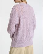 Pull en Maille pointelle mousseuse violet parme