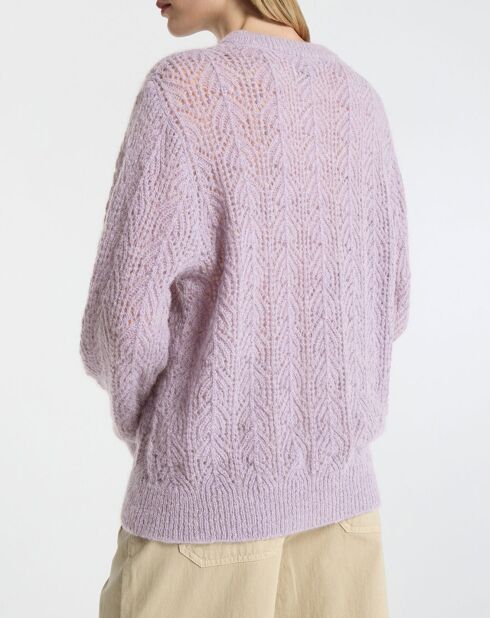 Pull en Maille pointelle mousseuse violet parme