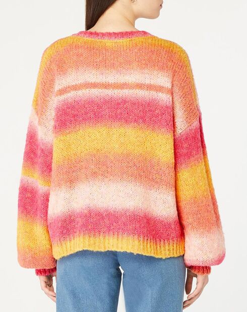 Luxor Knit Blend Trui met grote roze/gele strepen