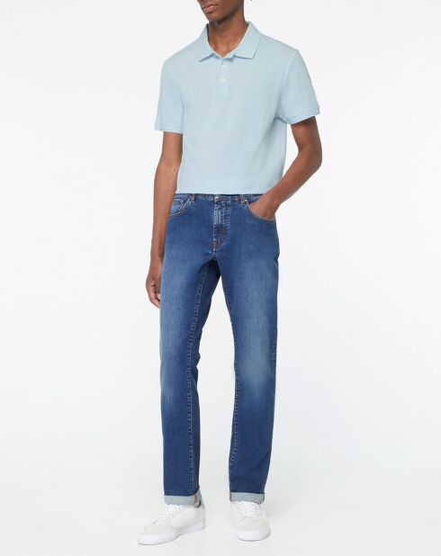 Poloc gerades Poloshirt aus Bio-Baumwolle himmelblau