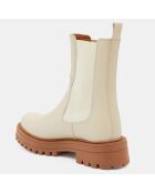 Chelsea boots en Cuir beiges - Talon 4 cm