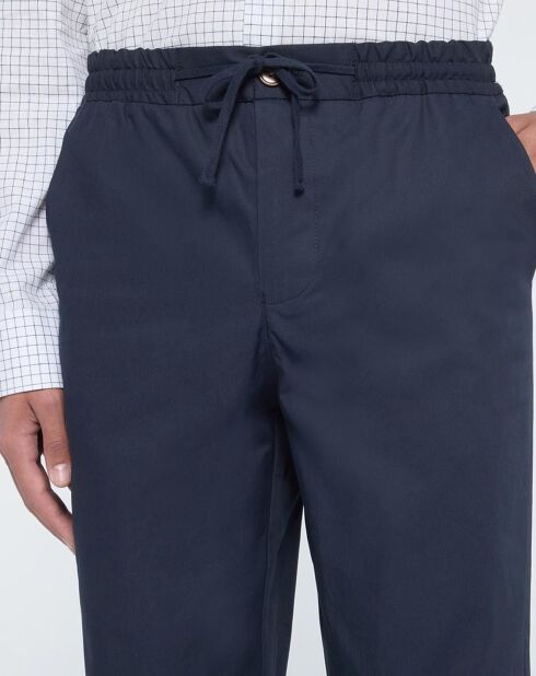 Pantalon chino en Toile de Coton bio Mujog bleu marine