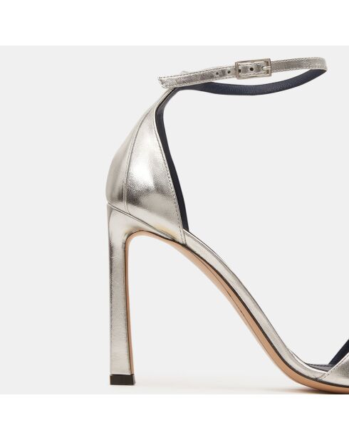 Silberne Ledersandalen mit hohem Absatz - 10 cm Absatz