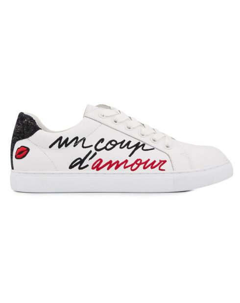 Baskets en Cuir Simone Un Coup d'amour blanc/noir/rouge