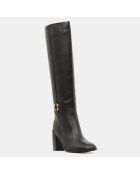 Bottes en Cuir talon détail rond noires - Talon 9 cm