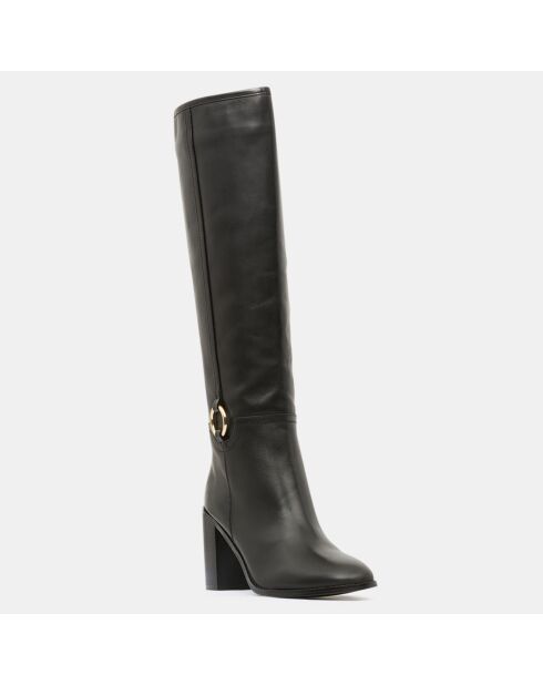 Bottes en Cuir talon détail rond noires - Talon 9 cm