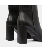 Bottines en Cuir talon bout carré noires - Talon 7 cm