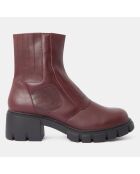 Boots en Cuir matelassées rouge bordeaux - Talon 5,5 cm