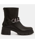 Boots en Cuir avec chaîne noires - Talon 6 cm