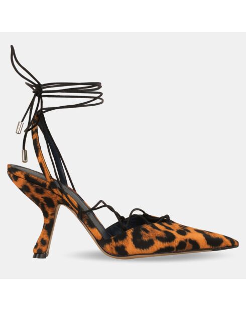 Slingbacks Athena léopard noir/marron - Talon 9.5 cm