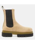 Chelsea Boots en Velours de Cuir Augusta beige clair