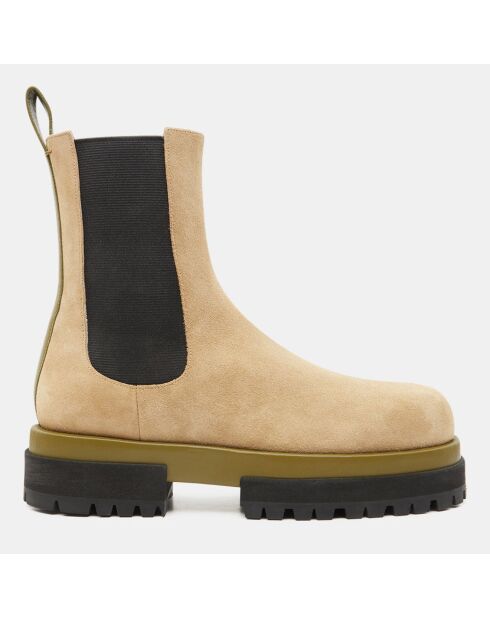 Chelsea Boots en Velours de Cuir Augusta beige clair