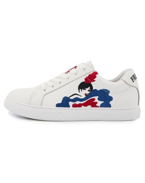 Baskets en Cuir Simone Moulin Rouge blanc/bleu/rouge