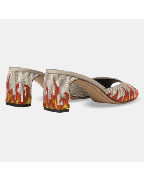 Mules Ade con strass plateados, tacón de 6 cm