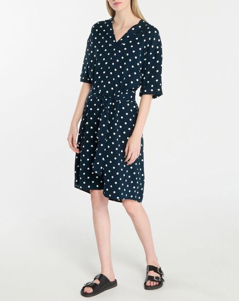 Robe Badam à pois bleu/blanc