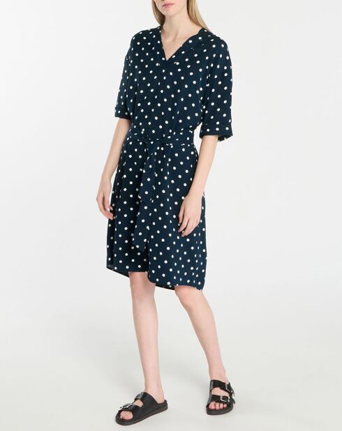 Robe Badam à pois bleu/blanc