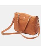 Sac cartable réversible en Cuir Mini Maths marron 20x25x9 cm