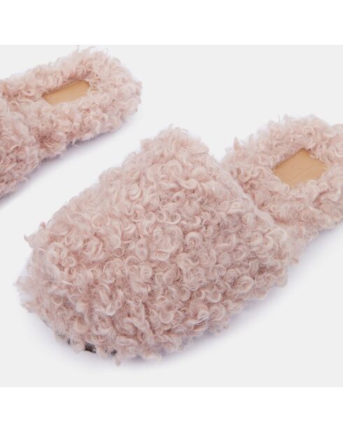 Chaussons en Laine mélangée Shearling rose clair