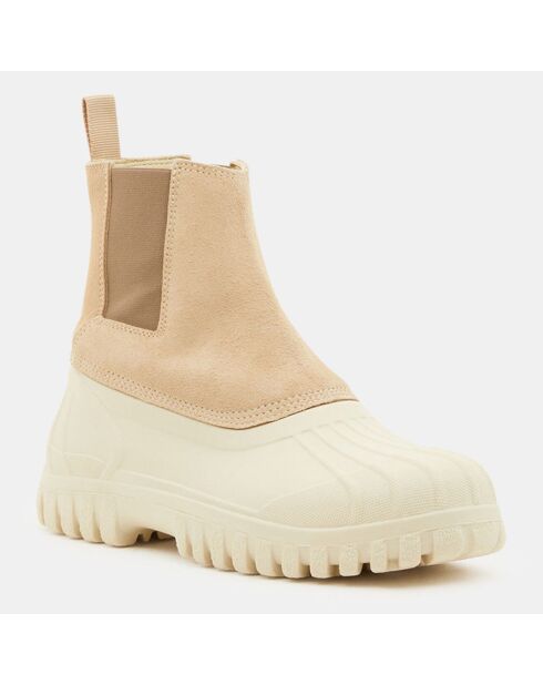 Chelsea Boots en Velours de Cuir Balbi beiges