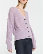 Gilet en Maille pointelle mousseuse Rina violet clair