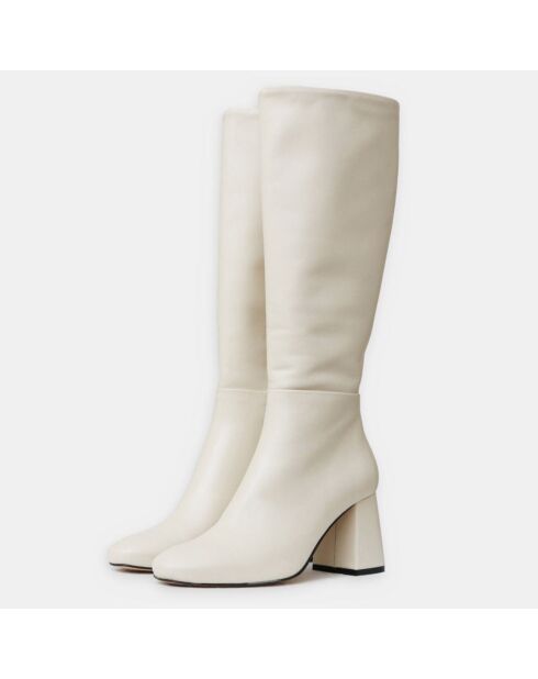 Bottes en Cuir Quintana écrues - Talon 7 cm