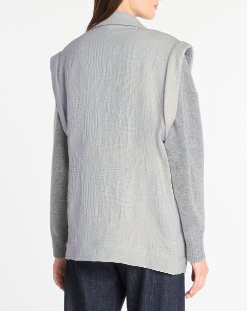 Perrault losse fleecejas mouwloos beige/blauw