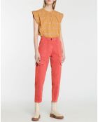 Pantalon cargo en Twill de Coton recyclé Robin rouge foncé