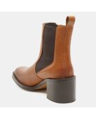 Chelsea boots en Cuir camel - Talon 5 cm