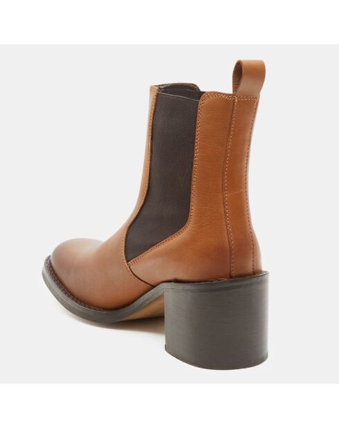 Chelsea boots en Cuir camel - Talon 5 cm