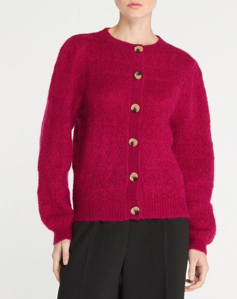 Roze vest van een mix van mohair en wol van Jules