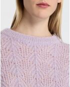 Pull en Maille pointelle mousseuse violet parme