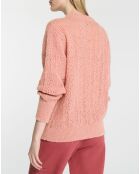 Pull en Maille pointelle mousseuse vieux rose