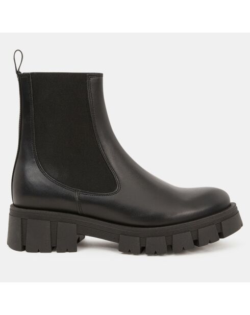 Chelsea boots en Cuir semelle épaisse noires - Talon 4 cm