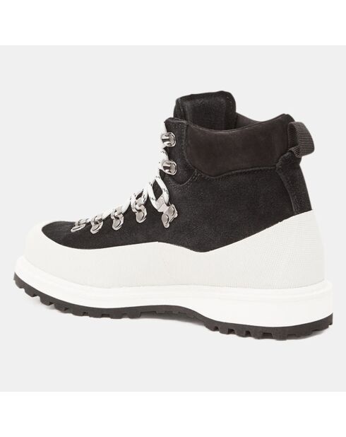 Boots en Velours de Cuir Roccia noir/blanc