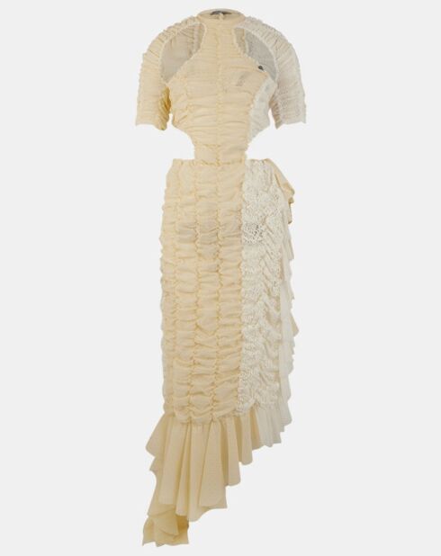 Robe longue extensible Ruched Cut Out écrue