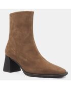 Bottines en Velours de Cuir beige foncé - Talon 7 cm