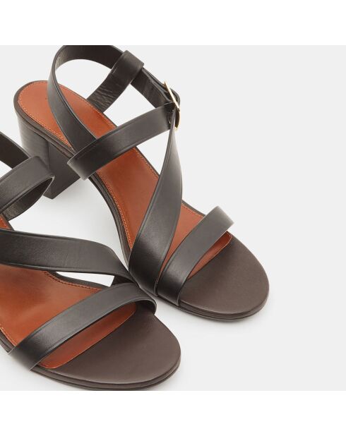 Schwarze Paola Ledersandalen - Absatz 7 cm